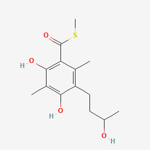 molecular formula C14H20O4S B1195786 6-Acetyl-4-(3-hydroxybutyl)-2-methyl-5-methylthioresorcinol CAS No. 126651-92-1