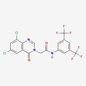 molecular formula C18H9Cl2F6N3O2 B11957953 N-(3,5-Bis(trifluoromethyl)phenyl)-2-(6,8-dichloro-4-oxoquinazolin-3(4H)-yl)acetamide CAS No. 853318-94-2