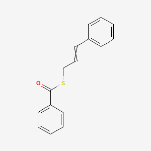 molecular formula C16H14OS B11958152 Thiobenzoic acid S-(3-phenyl-allyl) ester CAS No. 102614-59-5