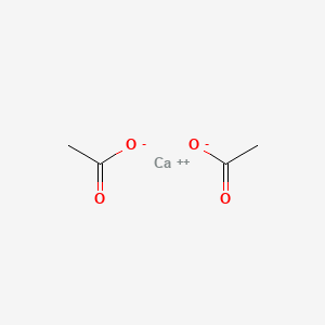 molecular formula Anhydrous:C4H6O4Ca<br>C4H6O4.Ca<br>(CH3OO)2Ca<br>Ca(C2H3O2)2<br>C4H6CaO4 B1195843 Calcium acetate CAS No. 62-54-4