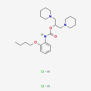 molecular formula C24H41Cl2N3O3 B11958512 Carbamic acid, (2-butoxyphenyl)-, 2-(1-piperidinyl)-1-(1-piperidinylmethyl)ethyl ester, dihydrochloride CAS No. 113873-28-2