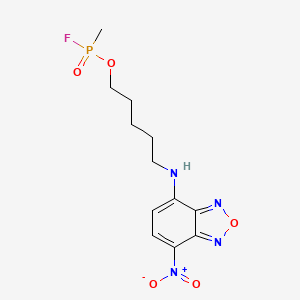 molecular formula C12H16FN4O5P B1195883 Phosphonofluoridic acid, methyl-, 5-((7-nitro-4-benzofurazanyl)amino)pentyl ester CAS No. 96304-85-7