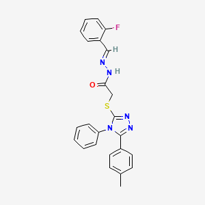 molecular formula C24H20FN5OS B11958832 N'-[(E)-(2-fluorophenyl)methylidene]-2-{[5-(4-methylphenyl)-4-phenyl-4H-1,2,4-triazol-3-yl]sulfanyl}acetohydrazide 