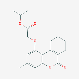 molecular formula C19H22O5 B1195890 2-[(3-Methyl-6-oxo-7,8,9,10-tetrahydrobenzo[c][1]benzopyran-1-yl)oxy]acetic acid propan-2-yl ester 