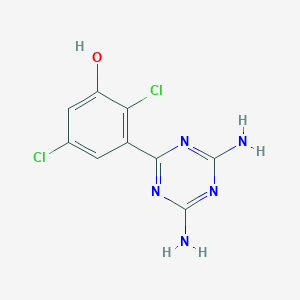 molecular formula C9H7Cl2N5O B011959 Phenol, 3-(4,6-diamino-s-triazinyl)-2,5-dichloro- CAS No. 104766-01-0