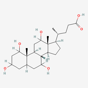 molecular formula C24H40O6 B1195923 (4R)-4-((8S,9S,10S,13R,14S,17R)-1,3,7,12-Tetrahydroxy-10,13-dimethylhexadecahydro-1H-cyclopenta[a]phenanthren-17-yl)pentanoic acid CAS No. 63266-89-7