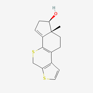 molecular formula C15H16OS2 B1195928 A-Nor-3,7-bisthiaestra-1,5(10),8,14-tetraen-17(e)-ol CAS No. 77255-07-3