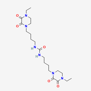 molecular formula C21H36N6O5 B1195931 1,3-Bis(4-(4-ethyl-2,3-dioxo-1-piperazinyl)butyl)urea CAS No. 77439-72-6