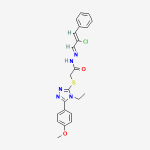 molecular formula C22H22ClN5O2S B11959429 N'-[(E,2Z)-2-chloro-3-phenyl-2-propenylidene]-2-{[4-ethyl-5-(4-methoxyphenyl)-4H-1,2,4-triazol-3-yl]thio}acetohydrazide 
