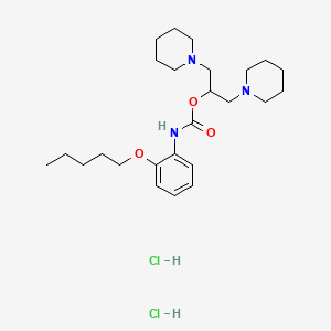 molecular formula C25H43Cl2N3O3 B11959924 Carbamic acid, (2-(pentyloxy)phenyl)-, 2-(1-piperidinyl)-1-(1-piperidinylmethyl)ethyl ester, dihydrochloride CAS No. 113873-29-3