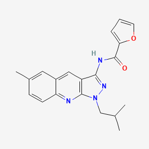 molecular formula C20H20N4O2 B1196026 N-[6-methyl-1-(2-methylpropyl)-3-pyrazolo[3,4-b]quinolinyl]-2-furancarboxamide 
