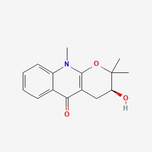 molecular formula C15H17NO3 B1196027 (3S)-3-hydroxy-2,2,10-trimethyl-3,4-dihydropyrano[2,3-b]quinolin-5-one 