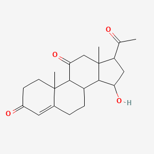 molecular formula C21H28O4 B1196031 17-acetyl-15-hydroxy-10,13-dimethyl-2,6,7,8,9,12,14,15,16,17-decahydro-1H-cyclopenta[a]phenanthrene-3,11-dione CAS No. 855-05-0