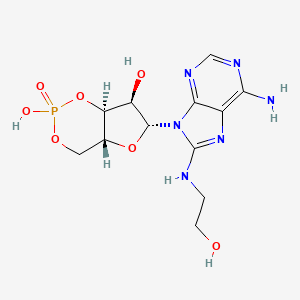 molecular formula C12H17N6O7P B1196036 8-Hydroxyethylaminoadenosine 3',5'-monophosphate CAS No. 33823-17-5