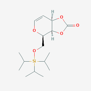 molecular formula C16H28O5Si B119604 (3aR,4R,7aR)-4-[tri(propan-2-yl)silyloxymethyl]-4,7a-dihydro-3aH-[1,3]dioxolo[4,5-c]pyran-2-one CAS No. 149625-80-9