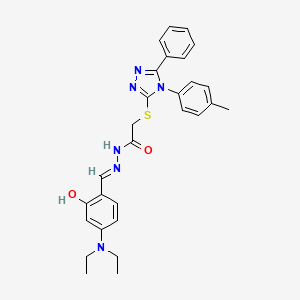 molecular formula C28H30N6O2S B11960448 N'-[4-(diethylamino)-2-hydroxybenzylidene]-2-{[4-(4-methylphenyl)-5-phenyl-4H-1,2,4-triazol-3-yl]sulfanyl}acetohydrazide 