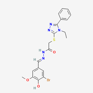 molecular formula C20H20BrN5O3S B11960646 N'-[(E)-(3-bromo-4-hydroxy-5-methoxyphenyl)methylidene]-2-[(4-ethyl-5-phenyl-4H-1,2,4-triazol-3-yl)sulfanyl]acetohydrazide 