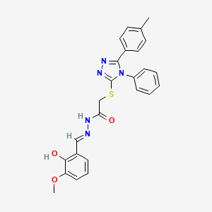 molecular formula C25H23N5O3S B11960698 N'-[(E)-(2-hydroxy-3-methoxyphenyl)methylidene]-2-{[5-(4-methylphenyl)-4-phenyl-4H-1,2,4-triazol-3-yl]sulfanyl}acetohydrazide 