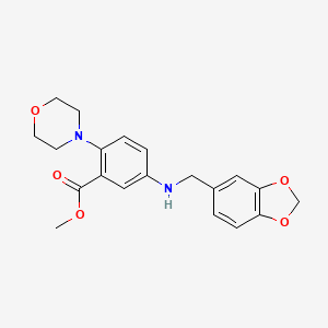 molecular formula C20H22N2O5 B1196084 METHYL 5-[(2H-1,3-BENZODIOXOL-5-YLMETHYL)AMINO]-2-(MORPHOLIN-4-YL)BENZOATE 