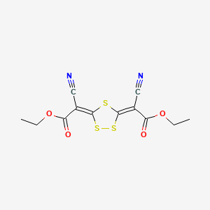 molecular formula C12H10N2O4S3 B11960900 Acetic acid, 2,2'-(1,2,4-trithiolane-3,5-diylidene)bis(cyano-, diethyl ester, (2Z,2'Z)- CAS No. 2631-93-8