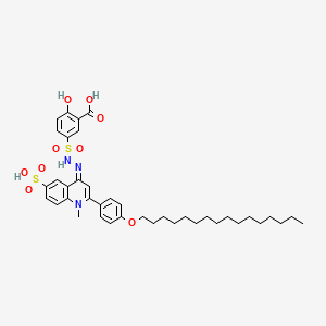 molecular formula C39H51N3O9S2 B11961022 5-((2-(2-(4-(Hexadecyloxy)phenyl)-1-methyl-6-sulfoquinolin-4(1H)-ylidene)hydrazinyl)sulfonyl)-2-hydroxybenzoic acid 