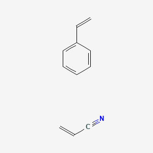 molecular formula C11H11N B1196111 2-Propenenitrile, polymer with ethenylbenzene CAS No. 9003-54-7