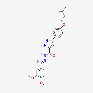 molecular formula C24H28N4O4 B11961145 N'-[(E)-(3,4-dimethoxyphenyl)methylidene]-3-[4-(isopentyloxy)phenyl]-1H-pyrazole-5-carbohydrazide 