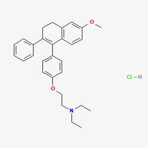 molecular formula C29H34ClNO2 B1196138 Ethanamine, 2-(4-(3,4-dihydro-6-methoxy-2-phenyl-1-naphthalenyl)phenoxy)-N,N-diethyl-, hydrochloride CAS No. 1178-99-0