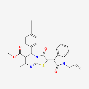molecular formula C30H29N3O4S B11961390 methyl (2Z)-2-(1-allyl-2-oxo-1,2-dihydro-3H-indol-3-ylidene)-5-(4-tert-butylphenyl)-7-methyl-3-oxo-2,3-dihydro-5H-[1,3]thiazolo[3,2-a]pyrimidine-6-carboxylate 