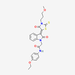 molecular formula C25H25N3O5S2 B11961615 N-(4-ethoxyphenyl)-2-{(3Z)-3-[3-(3-methoxypropyl)-4-oxo-2-thioxo-1,3-thiazolidin-5-ylidene]-2-oxo-2,3-dihydro-1H-indol-1-yl}acetamide 