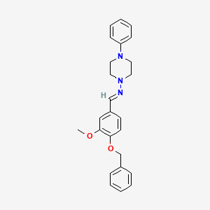 molecular formula C25H27N3O2 B11961641 N-{(E)-[4-(benzyloxy)-3-methoxyphenyl]methylidene}-4-phenylpiperazin-1-amine 