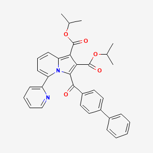 molecular formula C34H30N2O5 B11961670 Diisopropyl 3-((1,1'-biphenyl)-4-ylcarbonyl)-5-(2-pyridinyl)-1,2-indolizinedicarboxylate CAS No. 853317-42-7