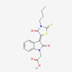 molecular formula C17H16N2O4S2 B11961813 [(3Z)-3-(3-butyl-4-oxo-2-thioxo-1,3-thiazolidin-5-ylidene)-2-oxo-2,3-dihydro-1H-indol-1-yl]acetic acid 