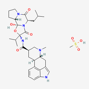 molecular formula C33H47N5O8S B1196185 9,10alpha-Dihydro-12'-hydroxy-5'alpha-isobutyl-2'-isopropylergotaman-3',6',18-trione methanesulfonate CAS No. 14271-05-7