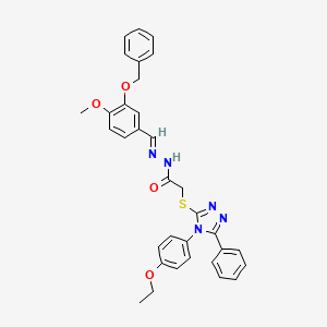 molecular formula C33H31N5O4S B11962030 N'-{(E)-[3-(benzyloxy)-4-methoxyphenyl]methylidene}-2-{[4-(4-ethoxyphenyl)-5-phenyl-4H-1,2,4-triazol-3-yl]sulfanyl}acetohydrazide 