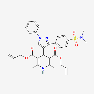 molecular formula C32H34N4O6S B11962046 diallyl 4-(3-{4-[(dimethylamino)sulfonyl]phenyl}-1-phenyl-1H-pyrazol-4-yl)-2,6-dimethyl-1,4-dihydro-3,5-pyridinedicarboxylate 