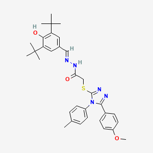 molecular formula C33H39N5O3S B11962152 N'-[(E)-(3,5-di-tert-butyl-4-hydroxyphenyl)methylidene]-2-{[5-(4-methoxyphenyl)-4-(4-methylphenyl)-4H-1,2,4-triazol-3-yl]sulfanyl}acetohydrazide 