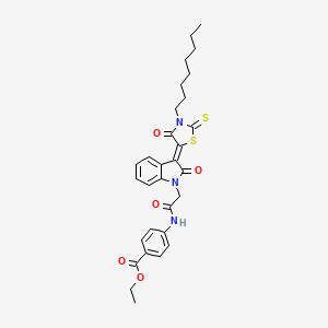 molecular formula C30H33N3O5S2 B11962164 ethyl 4-({[(3Z)-3-(3-octyl-4-oxo-2-thioxo-1,3-thiazolidin-5-ylidene)-2-oxo-2,3-dihydro-1H-indol-1-yl]acetyl}amino)benzoate 