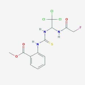 molecular formula C13H13Cl3FN3O3S B11962178 Methyl 2-[({2,2,2-trichloro-1-[(fluoroacetyl)amino]ethyl}carbamothioyl)amino]benzoate 