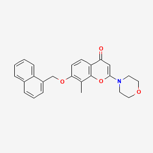 molecular formula C25H23NO4 B1196221 8-Methyl-2-(4-morpholinyl)-7-(1-naphthalenylmethoxy)-4H-1-benzopyran-4-one CAS No. 130736-25-3