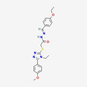 molecular formula C22H25N5O3S B11962288 N'-[(E)-(4-ethoxyphenyl)methylidene]-2-{[4-ethyl-5-(4-methoxyphenyl)-4H-1,2,4-triazol-3-yl]sulfanyl}acetohydrazide 