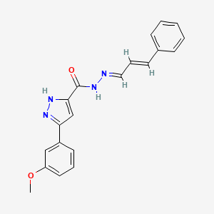molecular formula C20H18N4O2 B11962347 3-(3-methoxyphenyl)-N'-[(1E,2E)-3-phenylprop-2-en-1-ylidene]-1H-pyrazole-5-carbohydrazide 