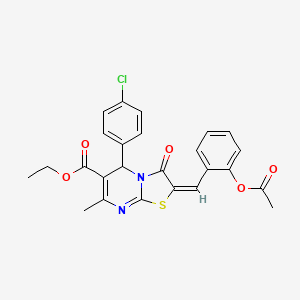molecular formula C25H21ClN2O5S B11962491 ethyl (2E)-2-[2-(acetyloxy)benzylidene]-5-(4-chlorophenyl)-7-methyl-3-oxo-2,3-dihydro-5H-[1,3]thiazolo[3,2-a]pyrimidine-6-carboxylate 