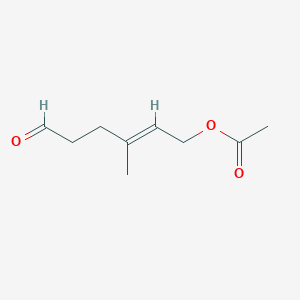 molecular formula C9H14O3 B11962624 Acetic acid, 3-methyl-6-oxo-hex-2-enyl ester CAS No. 27872-59-9