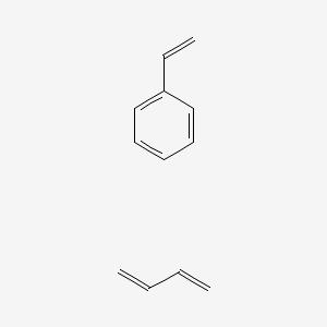 molecular formula C12H14 B1196264 Benzene, ethenyl-, polymer with 1,3-butadiene, hydrogenated CAS No. 66070-58-4