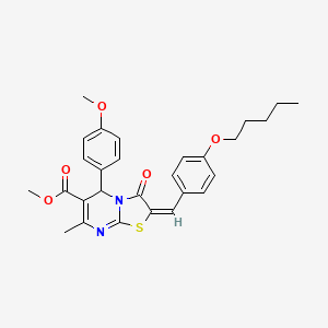 molecular formula C28H30N2O5S B11962734 methyl (2E)-5-(4-methoxyphenyl)-7-methyl-3-oxo-2-[4-(pentyloxy)benzylidene]-2,3-dihydro-5H-[1,3]thiazolo[3,2-a]pyrimidine-6-carboxylate 