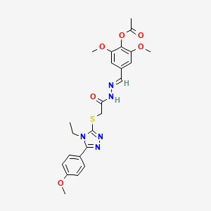 molecular formula C24H27N5O6S B11962801 4-{(E)-[({[4-ethyl-5-(4-methoxyphenyl)-4H-1,2,4-triazol-3-yl]thio}acetyl)hydrazono]methyl}-2,6-dimethoxyphenyl acetate 