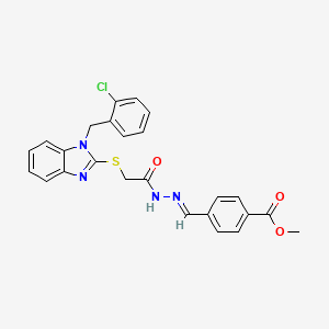 molecular formula C25H21ClN4O3S B11963085 methyl 4-{(E)-[({[1-(2-chlorobenzyl)-1H-benzimidazol-2-yl]thio}acetyl)hydrazono]methyl}benzoate 