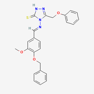 molecular formula C24H22N4O3S B11963232 4-({(E)-[4-(benzyloxy)-3-methoxyphenyl]methylidene}amino)-5-(phenoxymethyl)-4H-1,2,4-triazole-3-thiol 