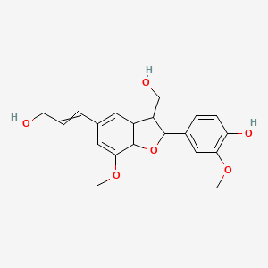 molecular formula C20H22O6 B1196372 4-[3-(Hydroxymethyl)-5-(3-hydroxyprop-1-enyl)-7-methoxy-2,3-dihydro-1-benzofuran-2-yl]-2-methoxyphenol 
